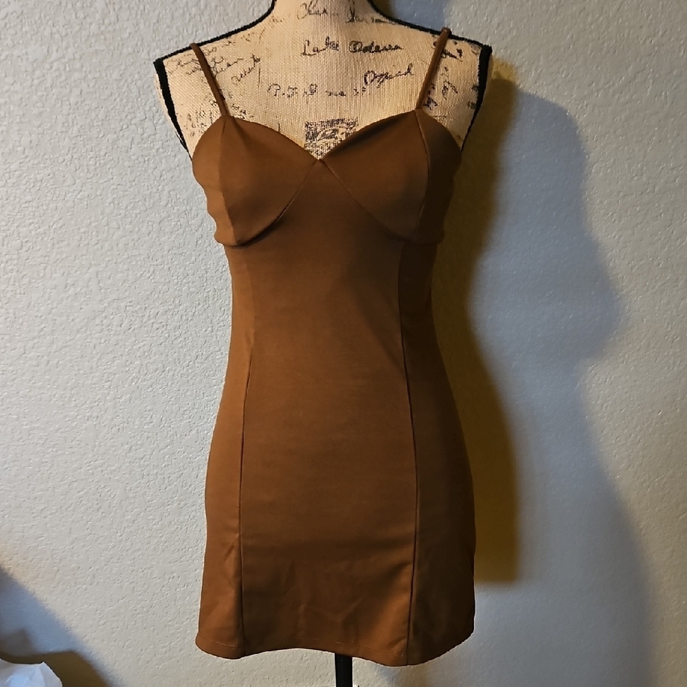 LA Hearts Brown Spaghetti Strap Dress